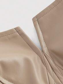 SHEIN MOD 女士pu筒形上衣 - 卡其色 - 查看 3