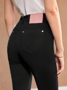 MOTF PREMIUM SIMPLE SLANT POCKET FLARED JEANS - Black - View 3