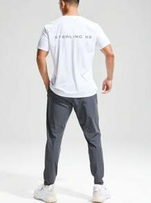 Manfinity Sport Corelite Men'S Letter Print Short Sleeve Athletic T-Shirt Workout Tops