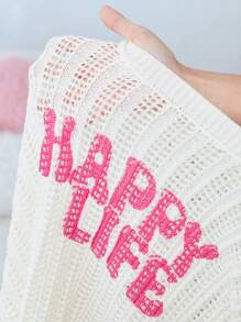 SHEIN EZwear Sweatshirt-pullover In Übergröße Mit Buchstabenmuster, Fallenden Schultern Und Hohlem Design - Beige - Übersicht 8