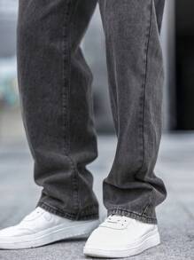 Manfinity Hypemode Nam Quần legging thẳng Bông Túi nghiêng - Màu xám đen - Xem 6
