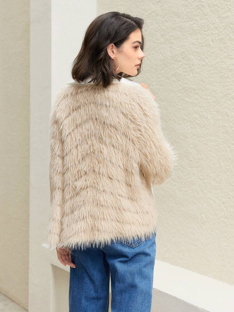 Color-Block Plush Cardigan Fall Cloth For Women