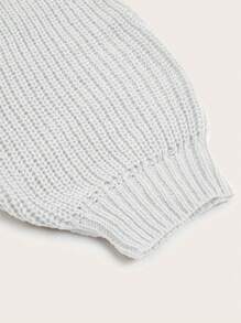 SHEIN Essnce Solid Color Long Sleeve Sweater - White - View 4