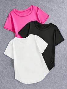 SHEIN Sports Tricou sport cu guler rotund pentru femei, tricouri de sală