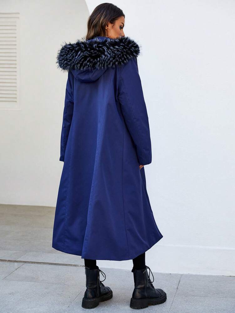 Women'S Hooded Padded Padded Coat Clothes Winter With Fur Collar