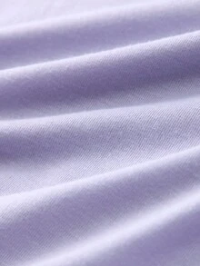 女式時尚春夏花卉及字母印花短袖t恤 - 紫色 - 查看 3