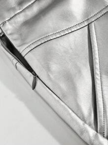 Allurite 女款大尺碼金屬扣環細節半身裙 - 銀色 - 查看 4