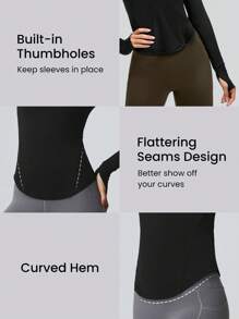 GLOWMODE FeatherFit™ Waist Slimming Curved Long Sleeve Top Low Impact Yoga Daily  Gym