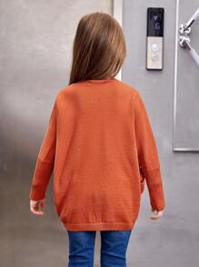 SHEIN 女童優雅寬鬆長袖開襟衫