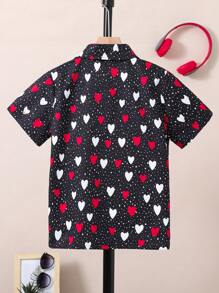 SHEIN Tween Boy Heart Print Shirt