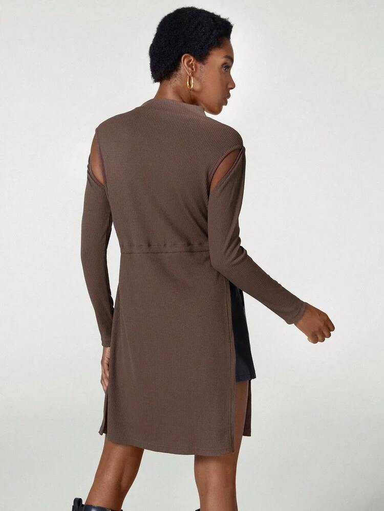 Designer Cut Out Drawstring Waist Split Hem Longline Top, For Holiday, Vacation, Spring, Going Out, Festival, Ibiza Fits