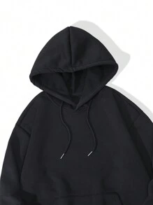 男士口號印花帽t恤 - 黑色 - 查看 4