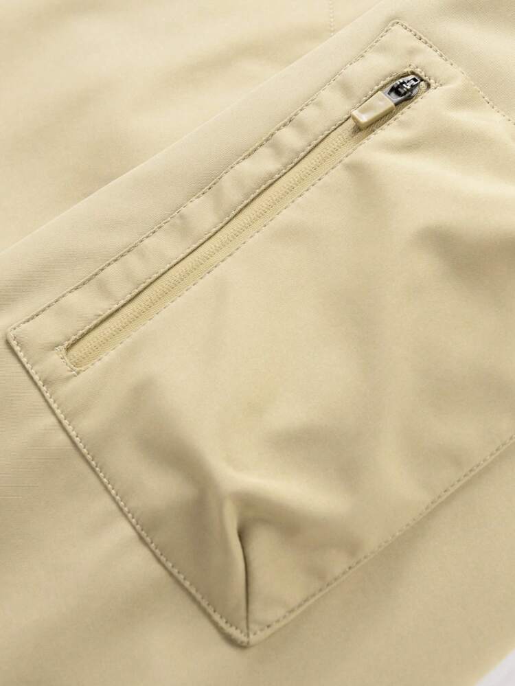 Loose Fit Men's Zipper Front Hooded Jacket