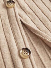 SHEIN Vestido Ribeteado Y Dividido De Maternidad - Caqui - Ver 7