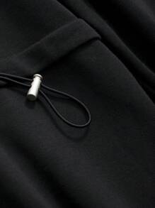 DAZY Của phụ nữ Khối màu Eo dây rút Đầm - màu đen - Xem 9