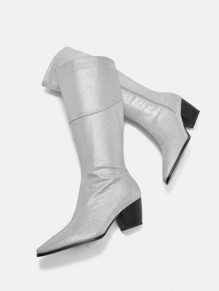 Women's Mid-Calf Boots, Woven Texture, Boho, Western, Music Festival Style