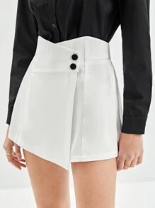 BizChic Elastic Waist Wrap Skort - White - View 6