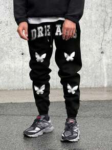 Manfinity Hypemode Heren Letters & vlinder Geprint Casual Shorts