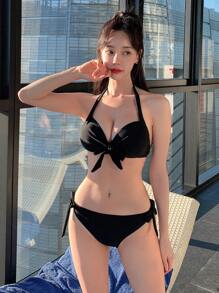 DAZY Twist Halter Neck Bikini Set Summer,Beach Women Outfits,Tankini Bathing Suit