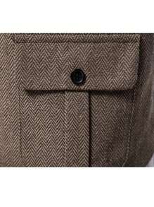 Chaleco De Traje Informal Con Bolsillo Delantero Y Botones Estilo Caballero Para Hombre Con Solapa - Café integral - Ver 5