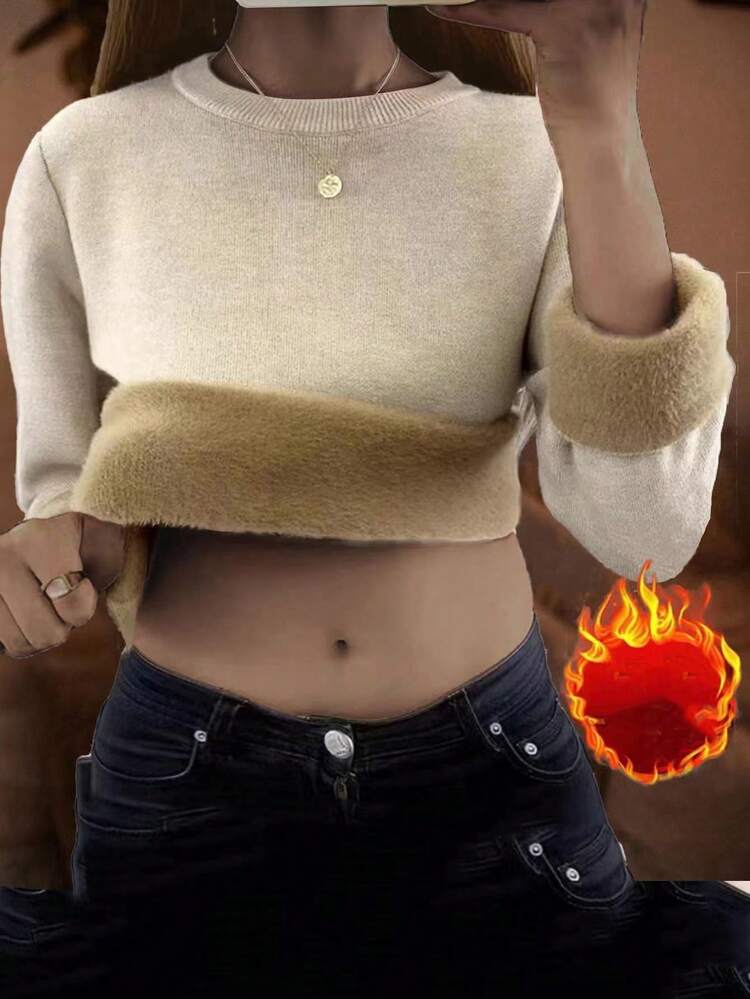 Plus Size Women's Thickened Pullover Sweater Knit Pullover Fall Winter Autumn