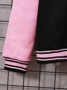 Baby Girls' Hooded Jacket And Pants Set With Letter Print And Colorblocking - Multicolor - View 7