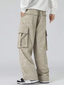 Manfinity Hypemode Loose-Fit Men's Drawstring Waist Cargo Pants With Pockets - Khaki - View 2