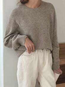 DAZY 纯色插肩袖毛衣，秋装