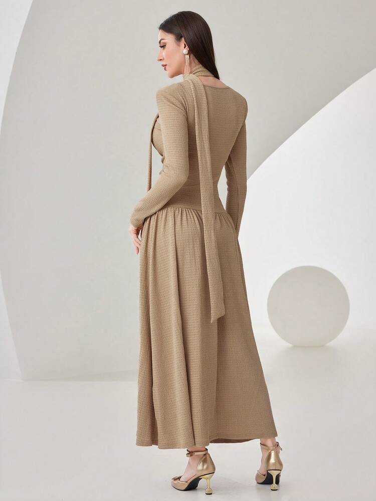 Women's Pleated Long Sleeve Dress