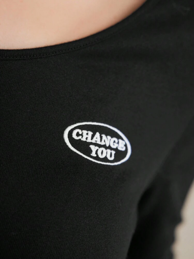 Letter Embroidery Mermaid Hem Dress