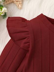 Infant Girls' Ribbed Long Sleeve Bodysuit And Pants Set With Headband - Red - View 4