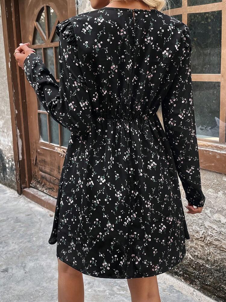 Women'S Floral Printed Long Sleeve Dress Fall Cloth For Women