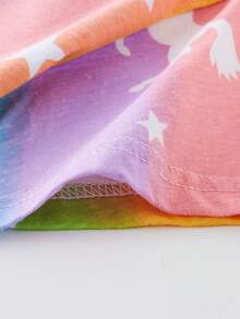 幼兒女童獨角獸和星星印花短袖上衣和短褲家居服套裝 - 白色 - 查看 4