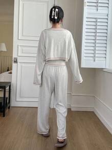 DAZY Women's Home Clothes Set (pajamas Or Lounge Wear) - Light Grey - View 2