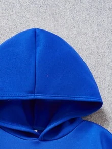 青少年男童休闲印花长袖卫衣，适合秋冬季穿着 - 藍色 - 查看 4