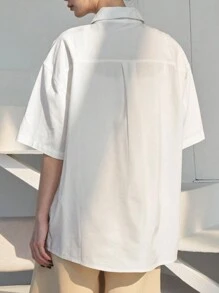 DAZY Thả vai Nút phía trước Áo sơ mi - trắng - Xem 2