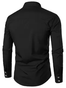 Áo sơ mi Nam Nút phía trước Paisley Công việc - màu đen - Xem 2