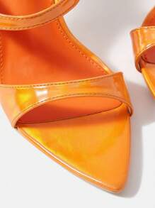 Của phụ nữ trái cam Sáng bóng chất liệu da PU Con la Giày cao gót Dép xăng đan , Đúng mốt Và Thoải mái - trái cam - Xem 4