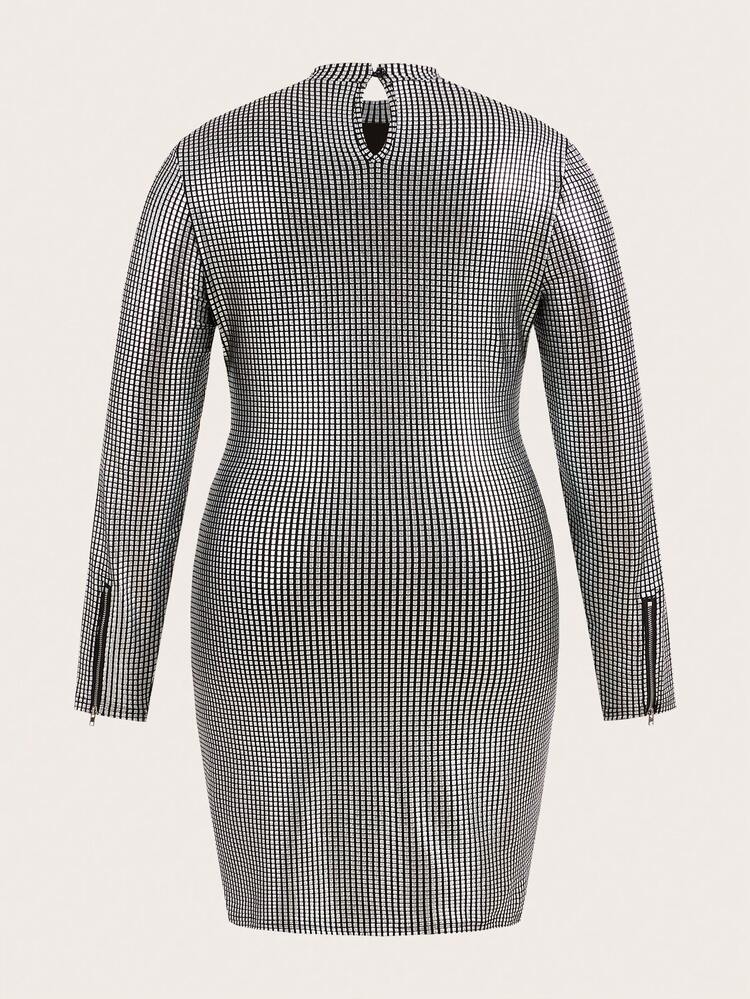 Plus Size Zipper Cuff Bodycon Dress