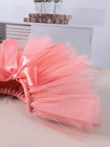 新生兒寶寶女嬰2入組粉色網紗芭蕾裙和頭帶攝影套裝,帶兔耳設計 - 藕粉色 - 查看 6