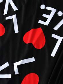 SHEIN LUNE Plus Size Alphabet And Heart Print Long Sleeve Dress - Multicolor - View 8