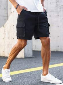 Manfinity Homme Men'S Multi-Pocket Zipper Cargo Shorts - Black - View 1