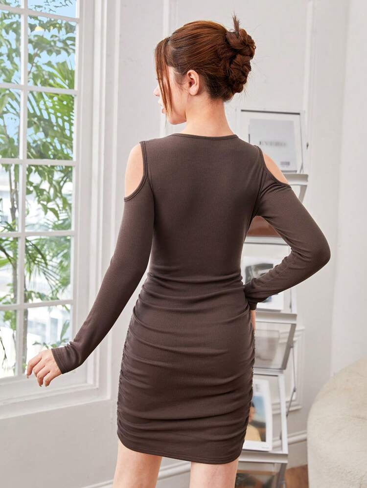 Teen Girl Cold Shoulder Ruched Dress