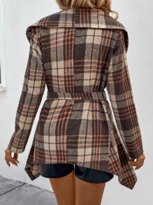 SHEIN LUNE 女式格子束帶大衣 - 彩色 - 查看 2