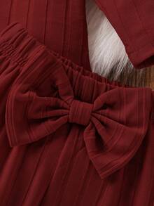 Infant Girls' Ribbed Long Sleeve Bodysuit And Pants Set With Headband - Red - View 5