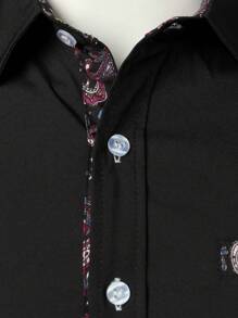 Áo sơ mi Nam Nút phía trước Paisley Công việc - màu đen - Xem 6