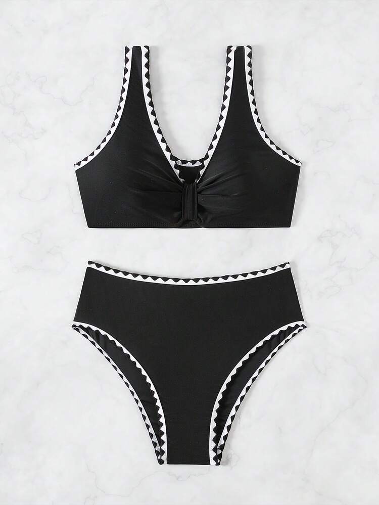 Color-Block Bikini Set With Contrast Trim Carnival Summer