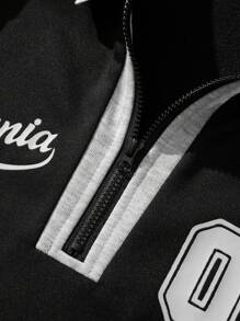 Manfinity Sporsity Camisa Polo Suelta Para Hombres Con Manga Raglán Y Estampado De Letras