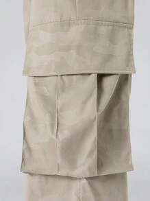 Manfinity Hypemode Loose-Fit Men's Drawstring Waist Cargo Pants With Pockets - Khaki - View 3