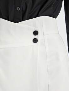 BizChic Elastic Waist Wrap Skort - White - View 8